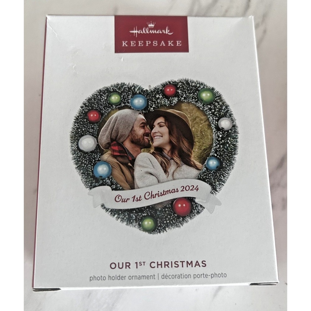 Hallmark Keepsake Ornament 2024 Our‎ First Christmas Photo Holder Heart BxP